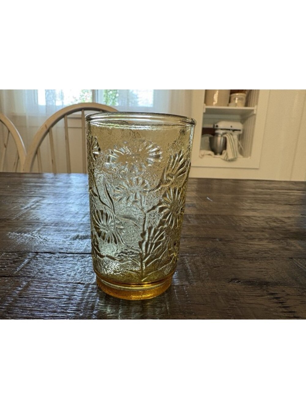 Vintage Anchor Hocking Spring Song Daisy Tumbler Honey Gold